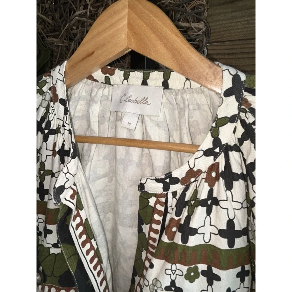 Cleobella Nadia Art Deco Print Organic Cotton Jumpsuit Size Medium - Picture 8 of 8